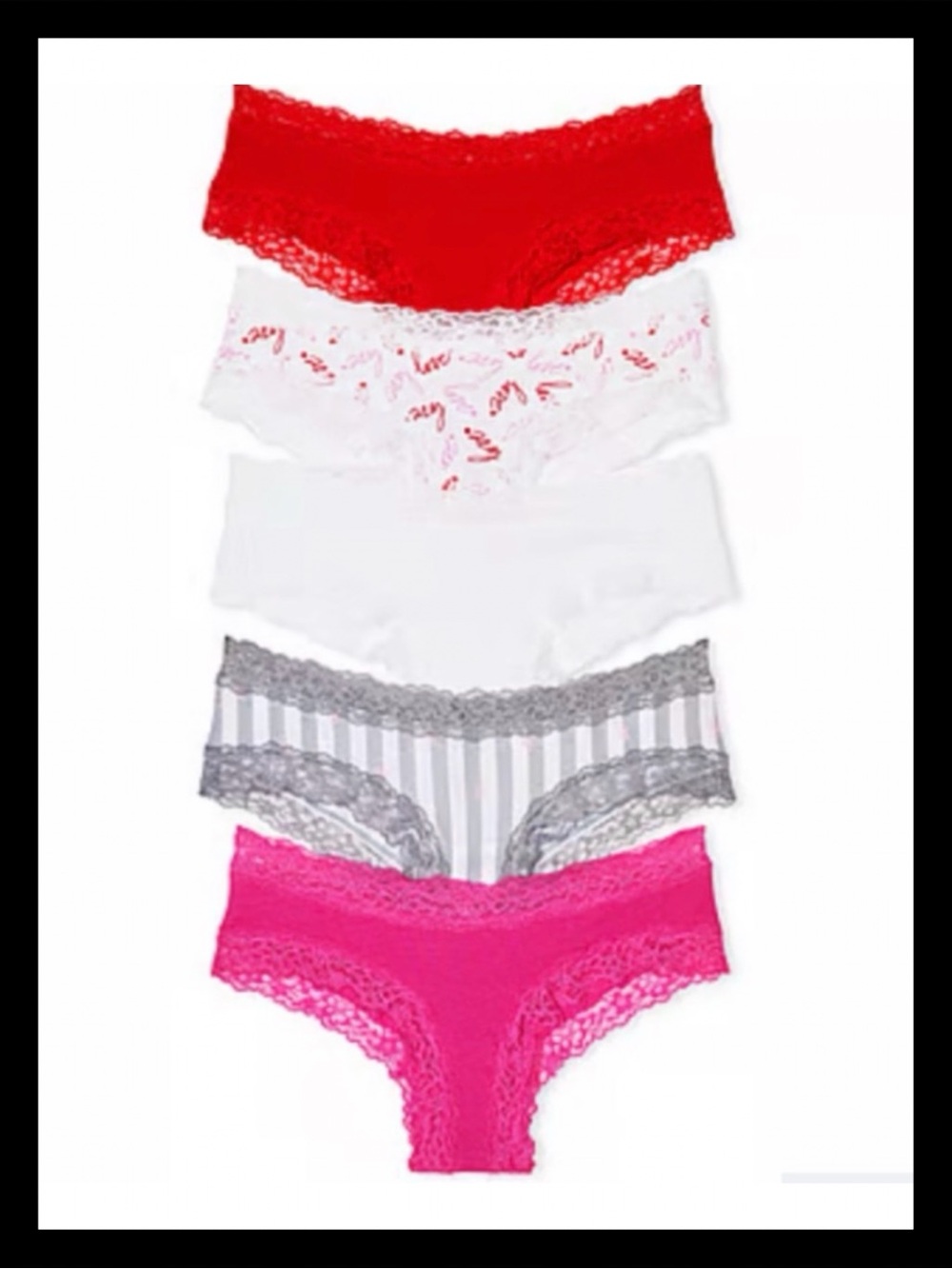 💕𝒱𝒾𝒸𝓉𝑜𝓇𝒾𝒶'𝓈 𝒮𝑒𝒸𝓇𝑒𝓉 5-Pack Lace-Waist Cotton Cheeky Panties NIP💕